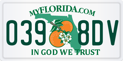 FL license plate 0398DV