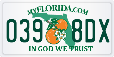 FL license plate 0398DX