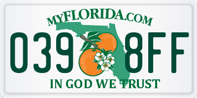 FL license plate 0398FF