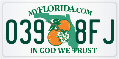 FL license plate 0398FJ