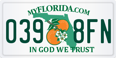 FL license plate 0398FN