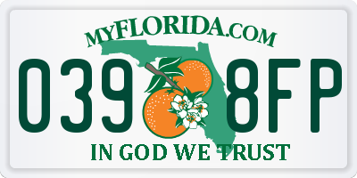 FL license plate 0398FP
