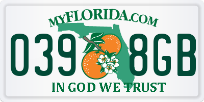 FL license plate 0398GB