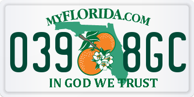 FL license plate 0398GC