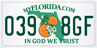 FL license plate 0398GF