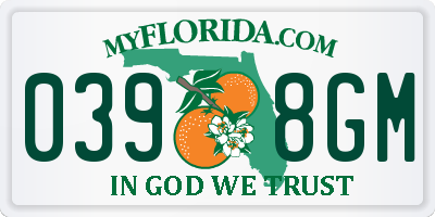FL license plate 0398GM