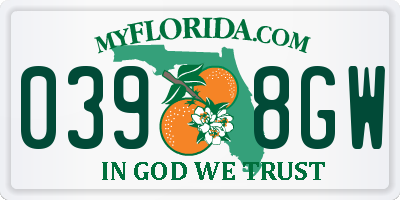FL license plate 0398GW