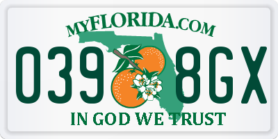 FL license plate 0398GX