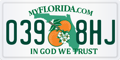 FL license plate 0398HJ