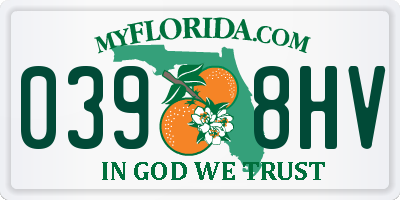 FL license plate 0398HV