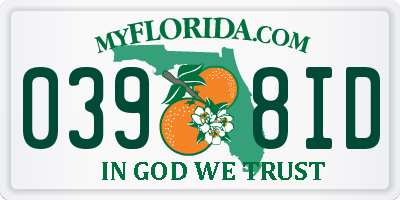 FL license plate 0398ID