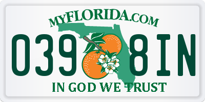 FL license plate 0398IN