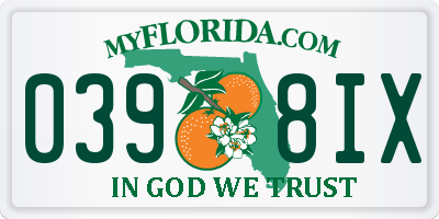 FL license plate 0398IX