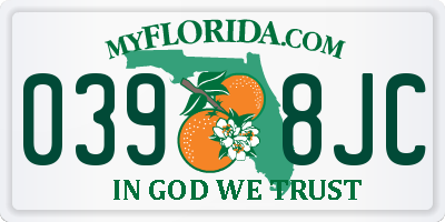 FL license plate 0398JC