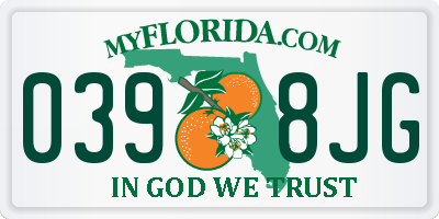 FL license plate 0398JG