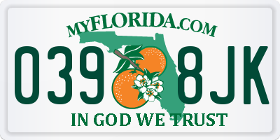FL license plate 0398JK
