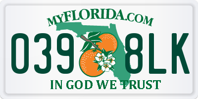 FL license plate 0398LK