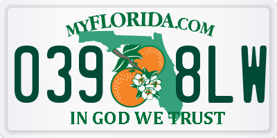 FL license plate 0398LW