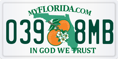 FL license plate 0398MB