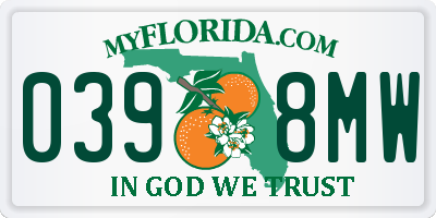 FL license plate 0398MW