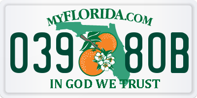 FL license plate 0398OB