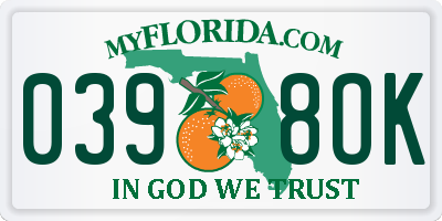 FL license plate 0398OK