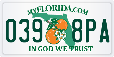 FL license plate 0398PA