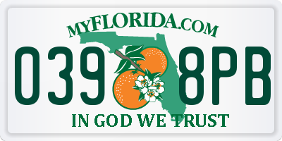 FL license plate 0398PB