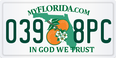 FL license plate 0398PC