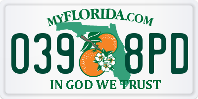 FL license plate 0398PD