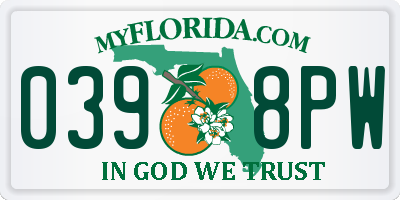 FL license plate 0398PW
