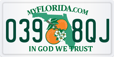 FL license plate 0398QJ