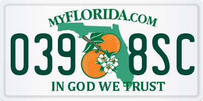 FL license plate 0398SC