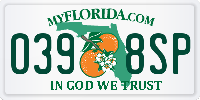 FL license plate 0398SP