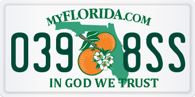 FL license plate 0398SS