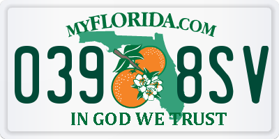 FL license plate 0398SV