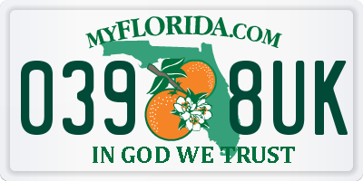 FL license plate 0398UK
