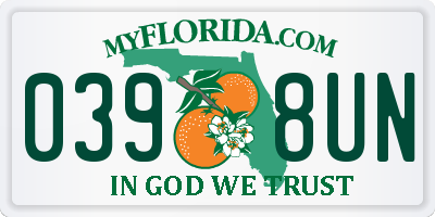 FL license plate 0398UN