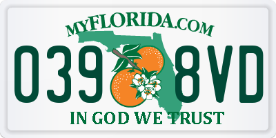 FL license plate 0398VD