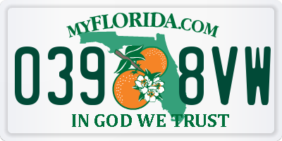 FL license plate 0398VW