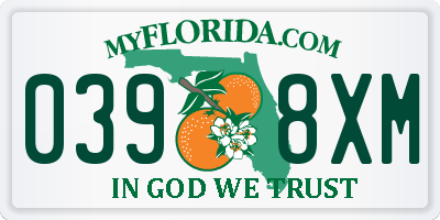 FL license plate 0398XM