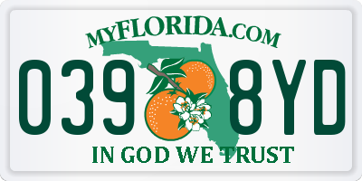 FL license plate 0398YD
