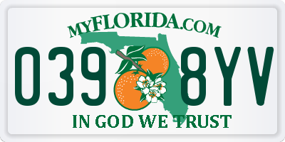 FL license plate 0398YV