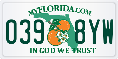 FL license plate 0398YW