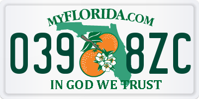 FL license plate 0398ZC