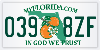 FL license plate 0398ZF