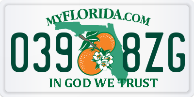 FL license plate 0398ZG