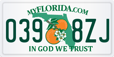 FL license plate 0398ZJ