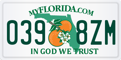 FL license plate 0398ZM