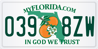 FL license plate 0398ZW
